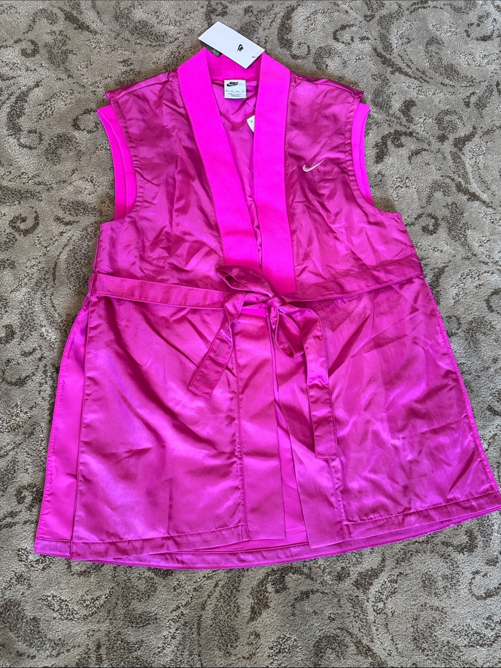 Nike Hot Pink Satin Sleeveless Wrap Vest